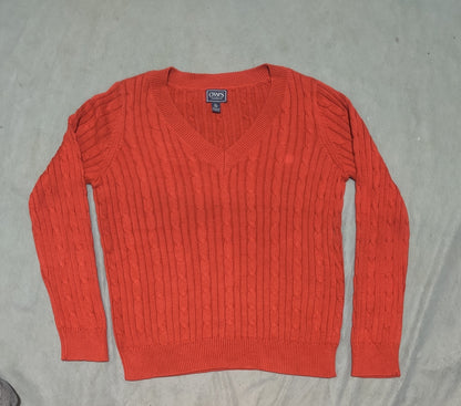 Chaps Women Cotton Fleece Orange Sweater XL