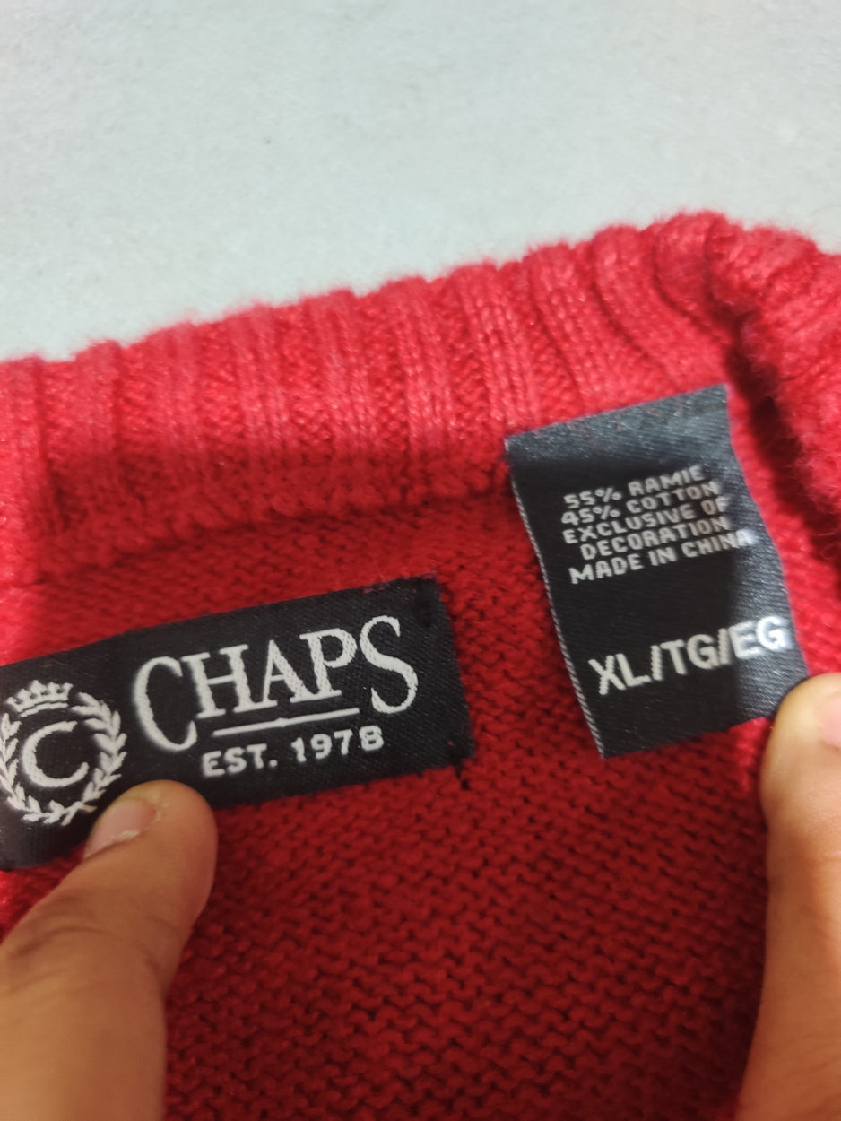 Chaps Men Cotton Ramie Red Sweater XL
