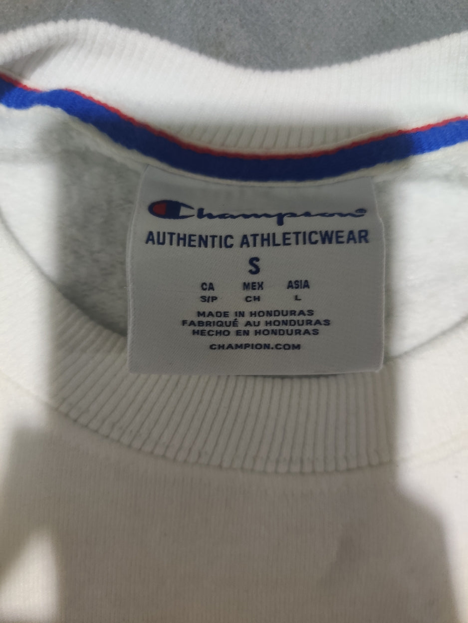 Champion Cotton Fleece White Sweatshirt S