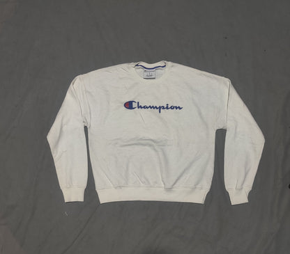 Champion Cotton Fleece White Sweatshirt S