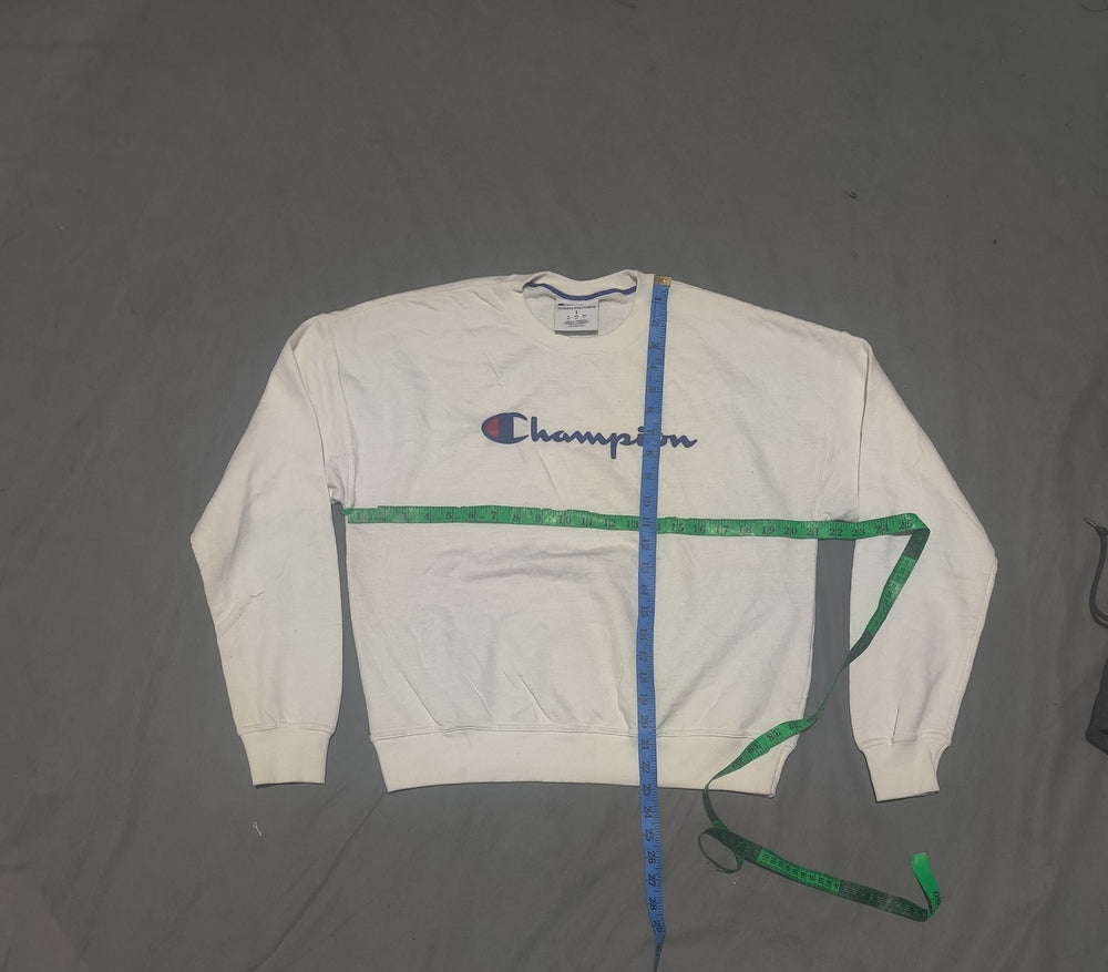 Champion Cotton Fleece White Sweatshirt S