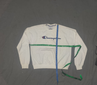 Champion Cotton Fleece White Sweatshirt S