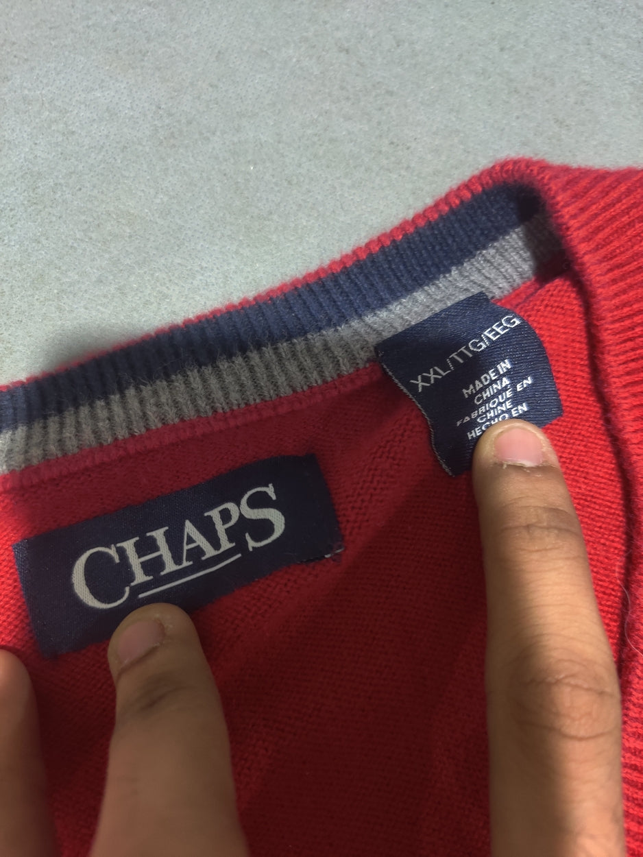 Chaps Men Cotton Fleece Red Sweater 2XL