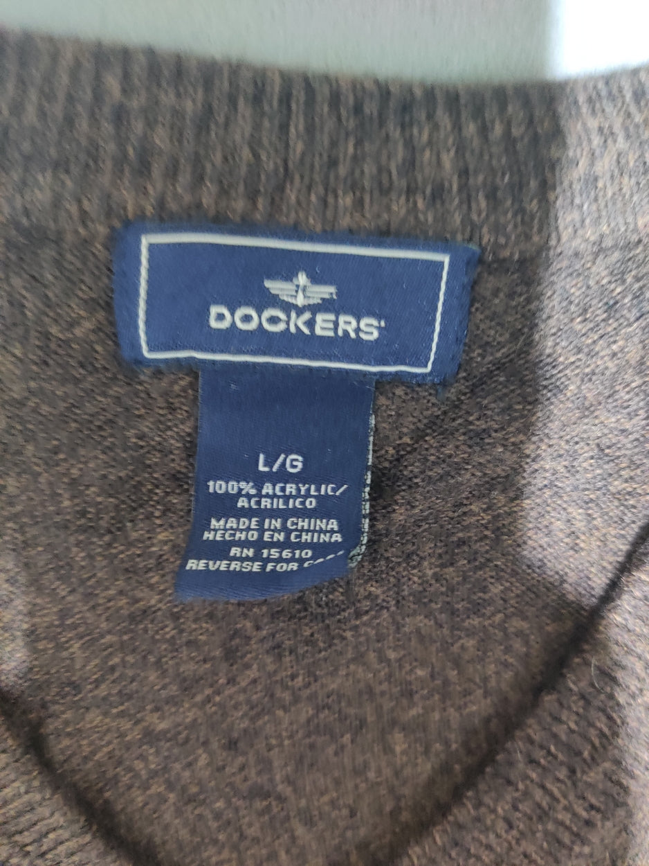 Dockers Men Acrylic Brown Sweater L