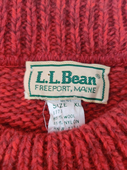 L.L.Bean Men Wool Red Sweater XL