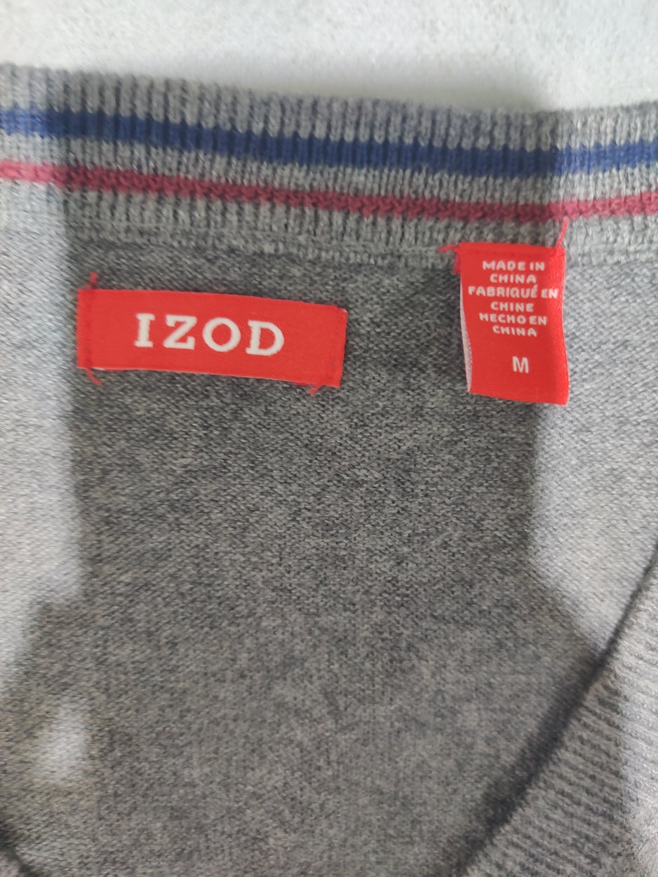 Izod Men Cotton Fleece Gray Sweater M