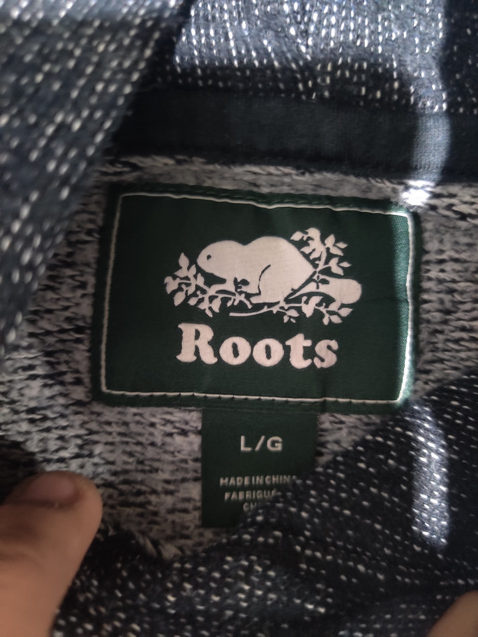 Roots Men Cotton Fleece Blue Hoodie S