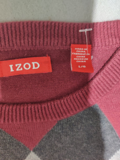Izod Men Cotton Fleece Maroon Sweater L