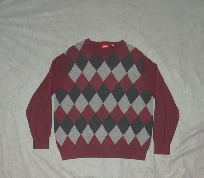 Izod Men Cotton Fleece Maroon Sweater L