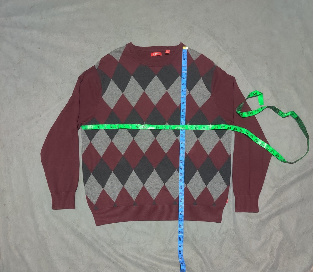 Izod Men Cotton Fleece Maroon Sweater L