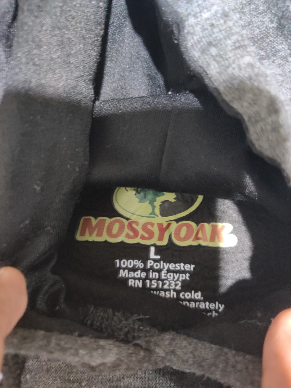 Mossy Oak Men Cotton Fleece Gray Hoodie L