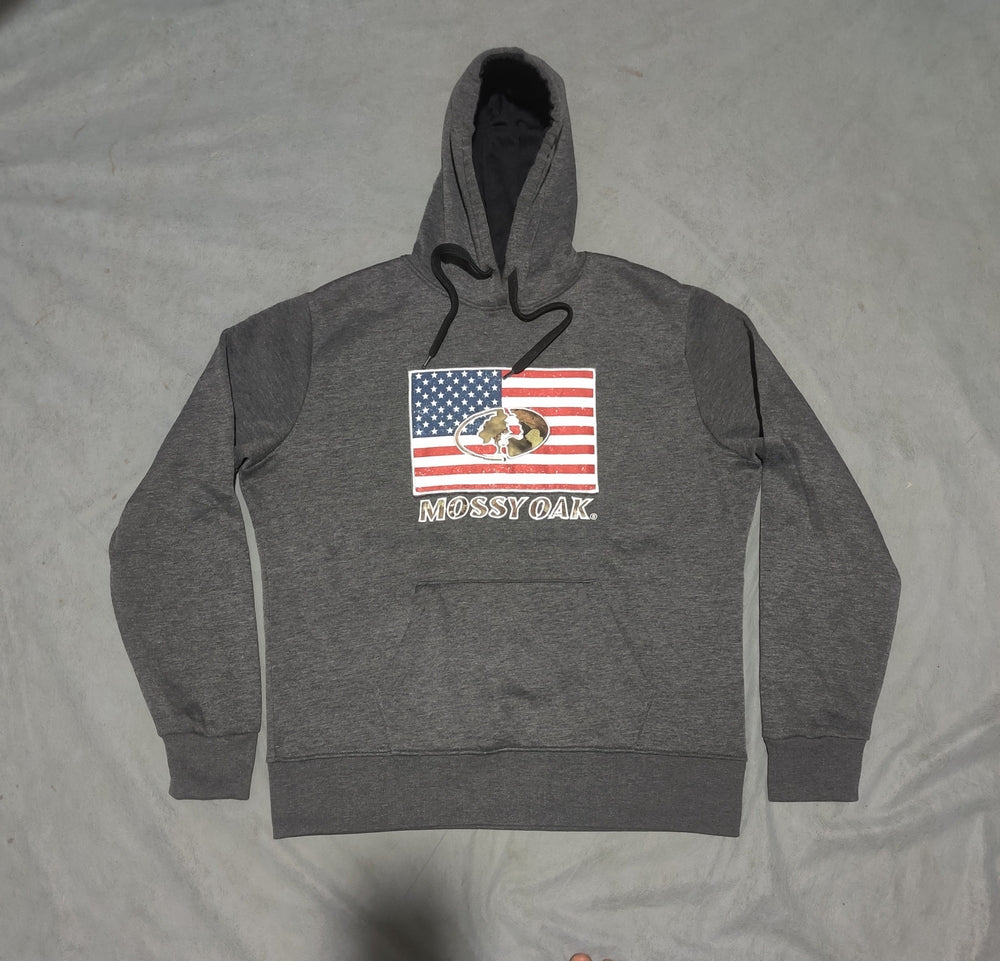 Mossy Oak Men Cotton Fleece Gray Hoodie L