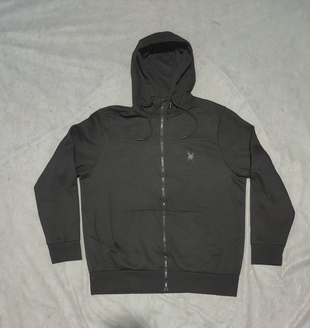 Spyder Men Cotton Fleece Black Zipper XL