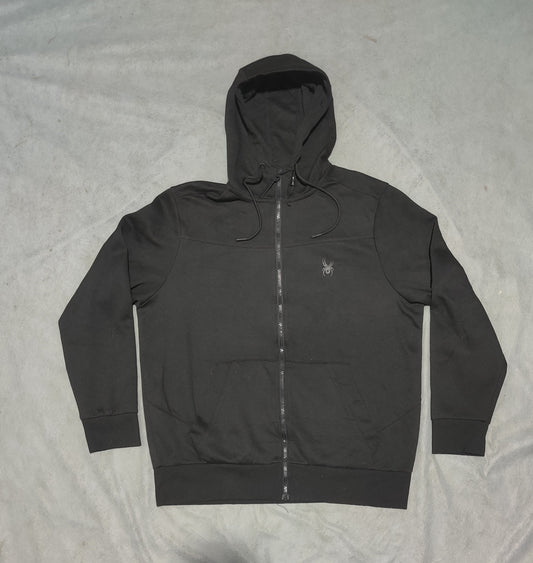 Spyder Men Cotton Fleece Black Zipper XL
