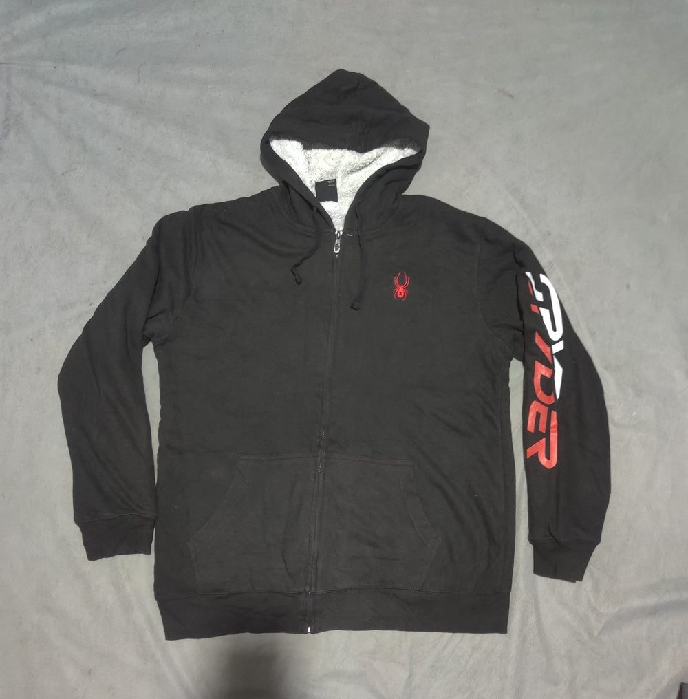 Spyder Men Cotton Fleece Black Zipper XL