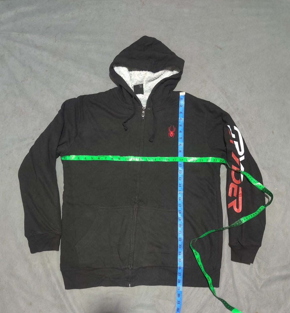 Spyder Men Cotton Fleece Black Zipper XL