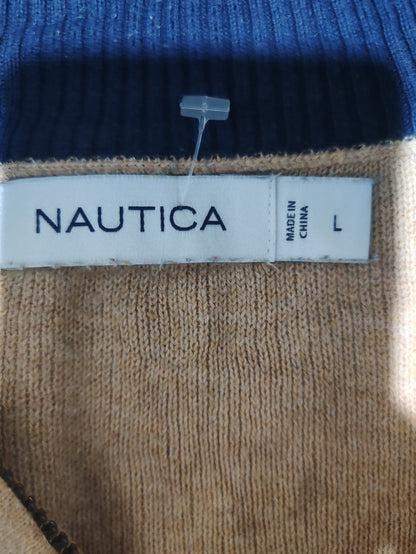 Nautica Men Cotton Fleece Cream Sweatshirt L