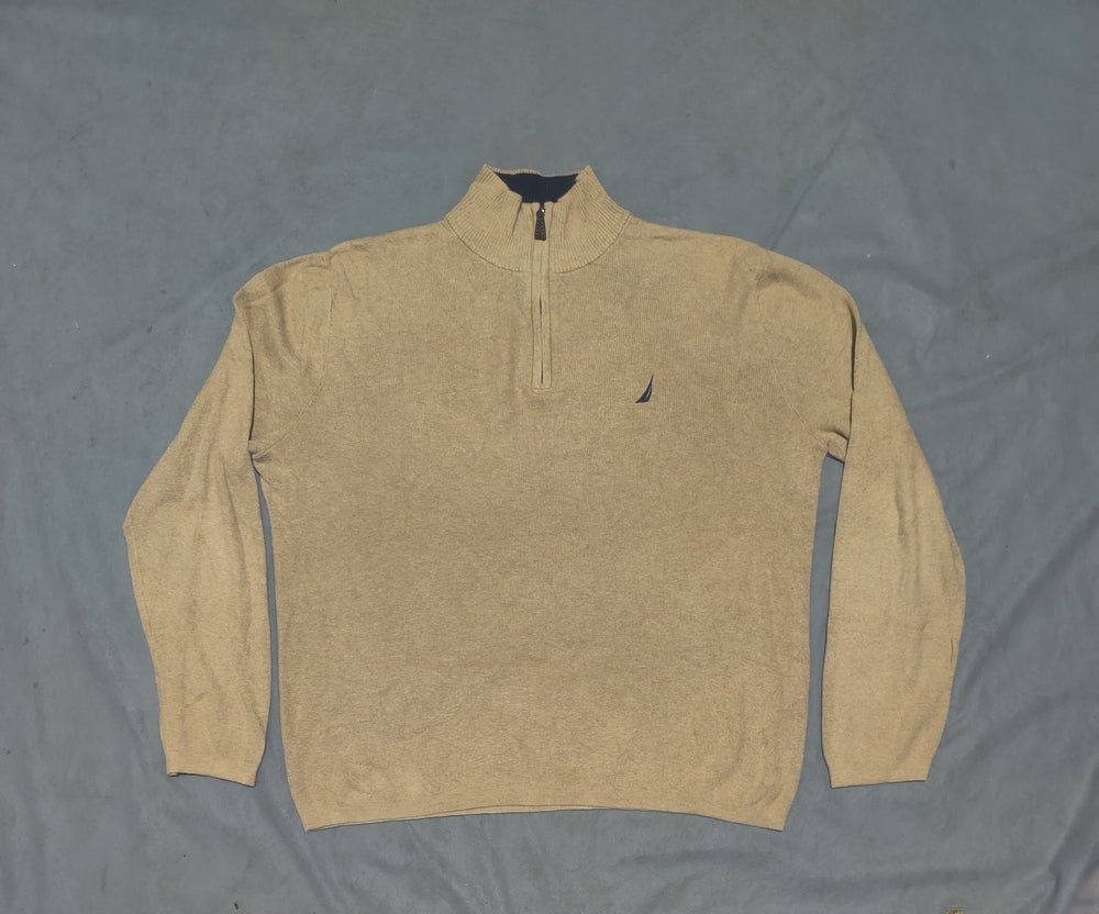 Nautica Men Cotton Fleece Cream Sweatshirt L