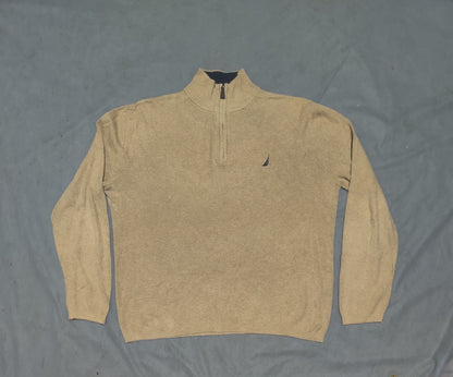 Nautica Men Cotton Fleece Cream Sweatshirt L