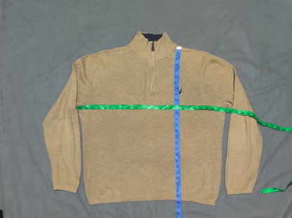 Nautica Men Cotton Fleece Cream Sweatshirt L