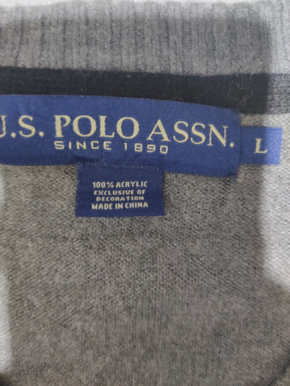 Polo U.S. Asnn Men Cotton Fleece Gray Sweater L