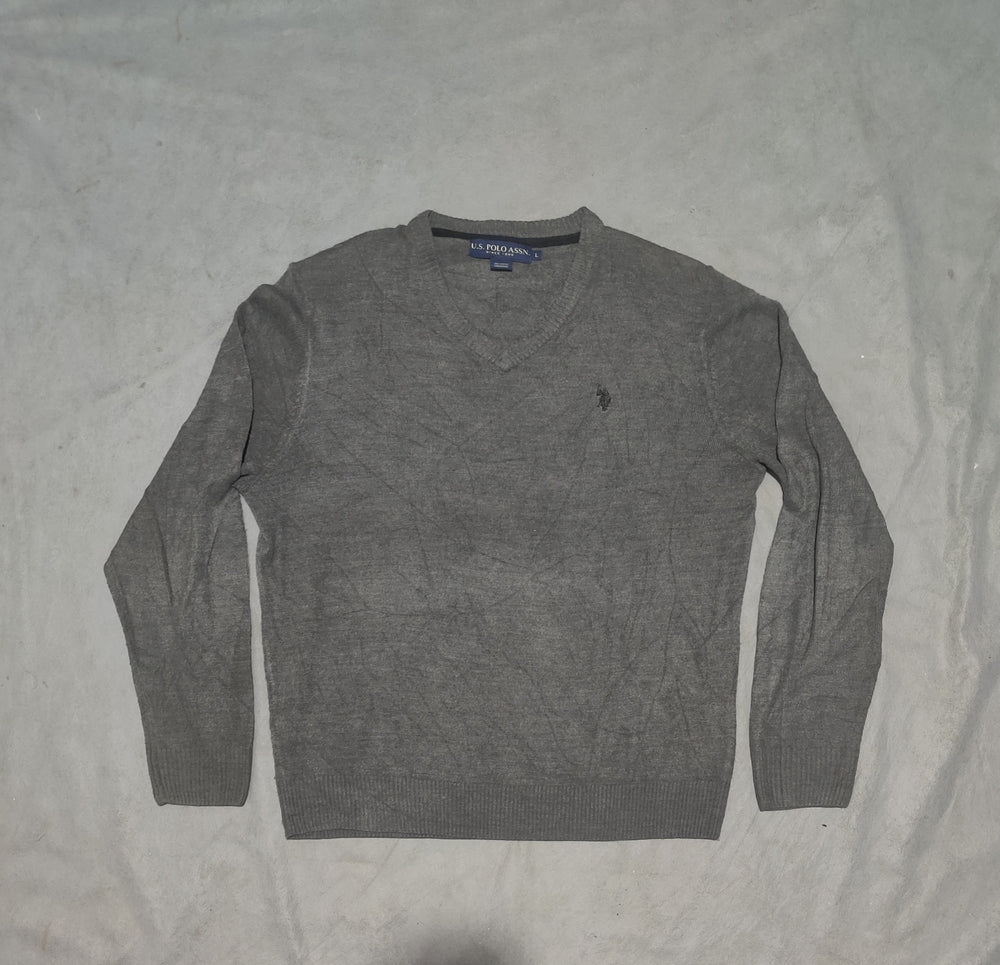 Polo U.S. Asnn Men Cotton Fleece Gray Sweater L