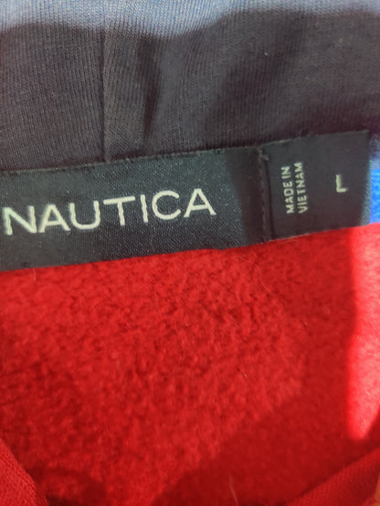 Nautica Men Cotton Fleece Red Zipper L