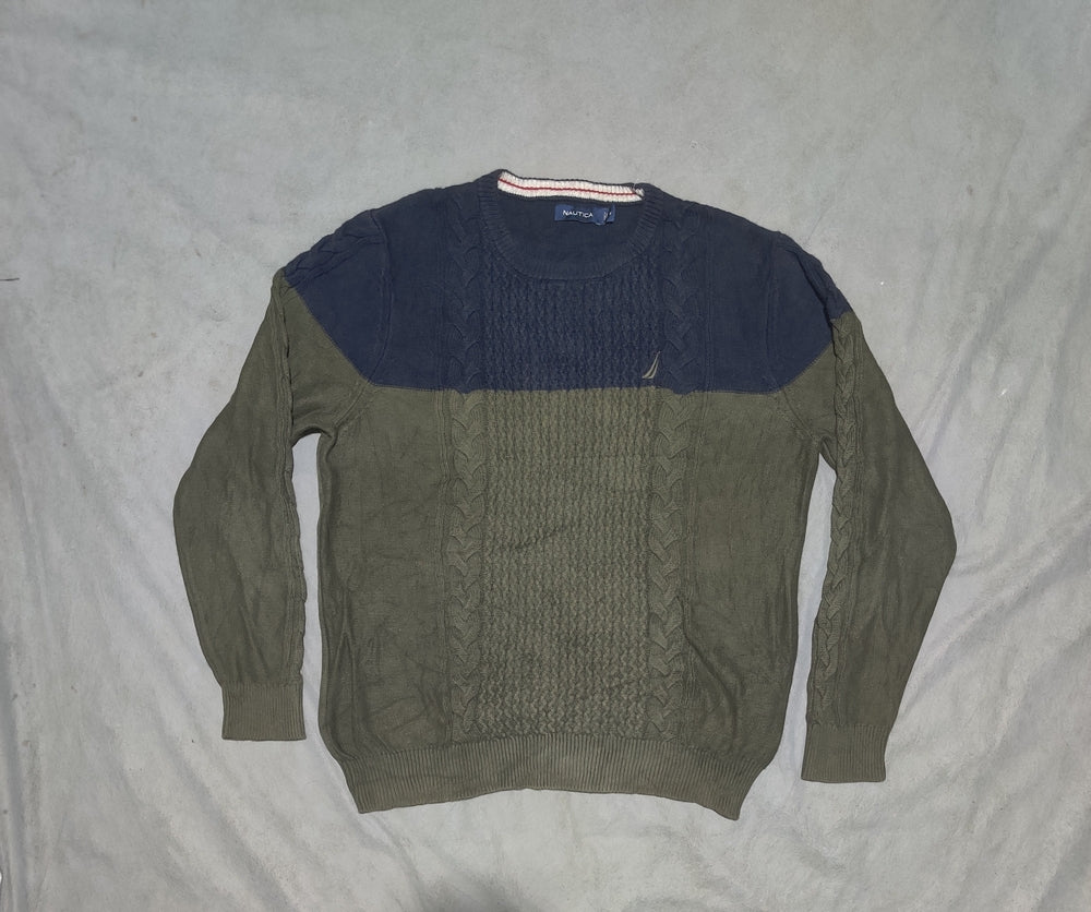 Nautica Men Cotton Fleece Green Sweater M
