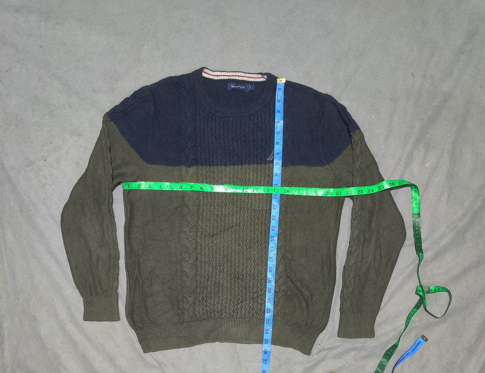 Nautica Men Cotton Fleece Green Sweater M