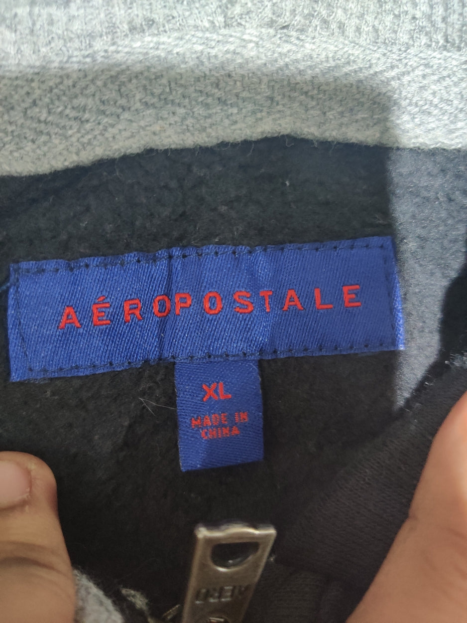 Aeropostale Men Cotton Fleece Black Zipper XL