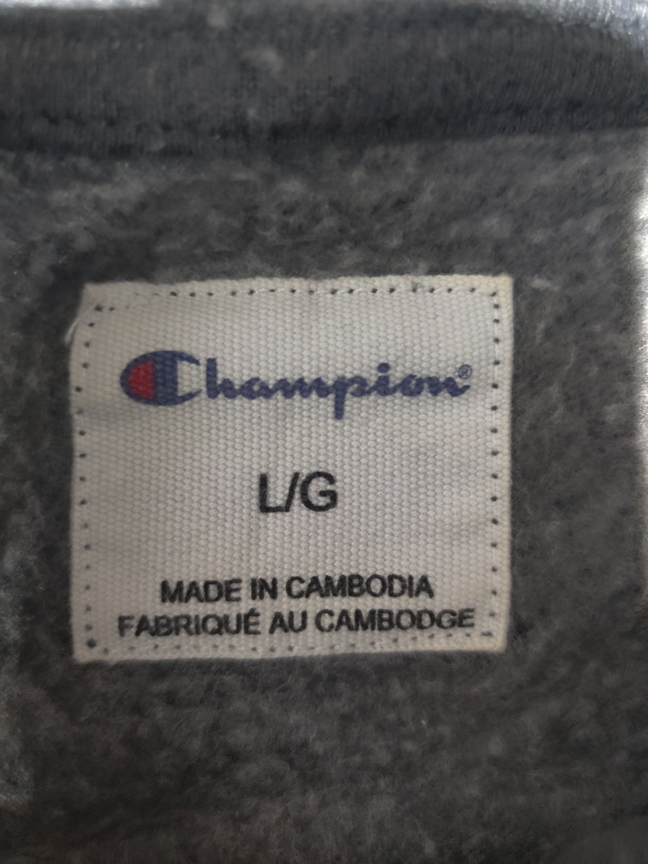 Champion Men Cotton Fleece Gray Zipper L