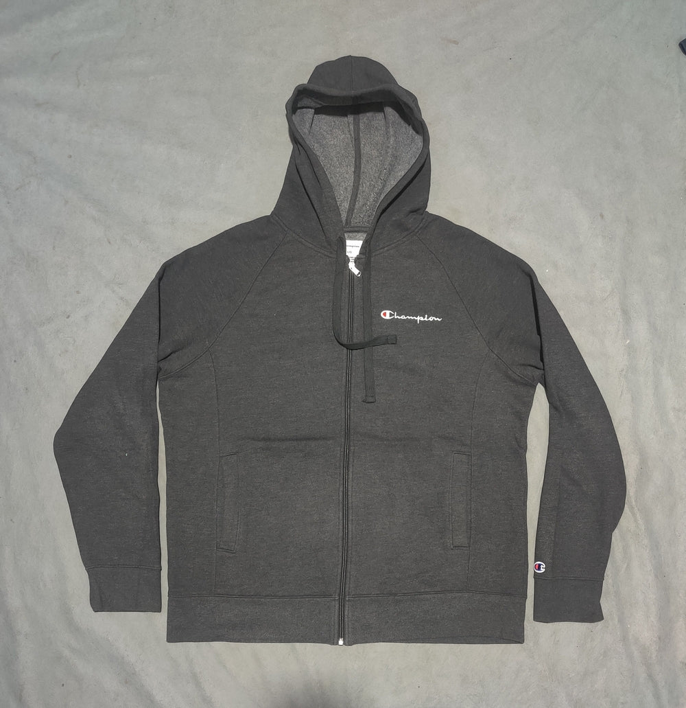 Champion Men Cotton Fleece Gray Zipper L