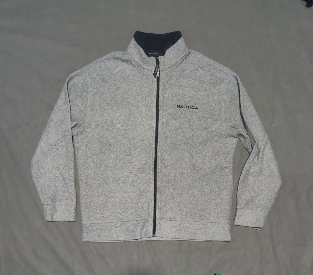 Nautica Men Cotton Fleece Gray Zipper L