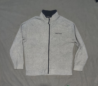 Nautica Men Cotton Fleece Gray Zipper L