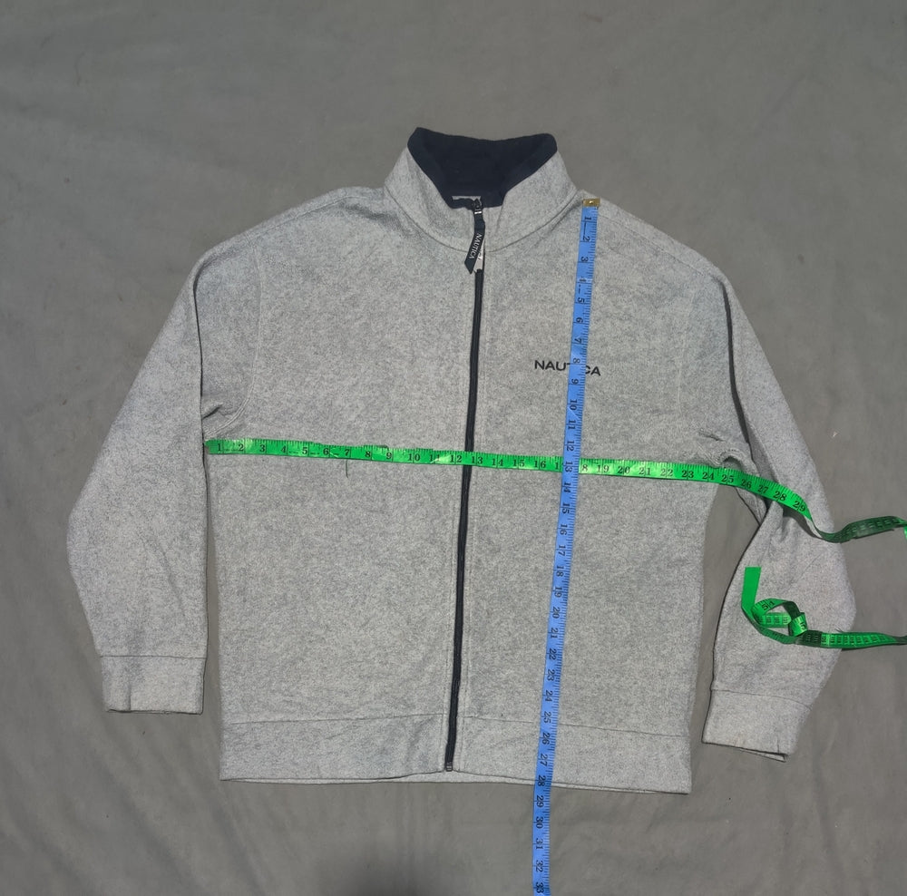 Nautica Men Cotton Fleece Gray Zipper L