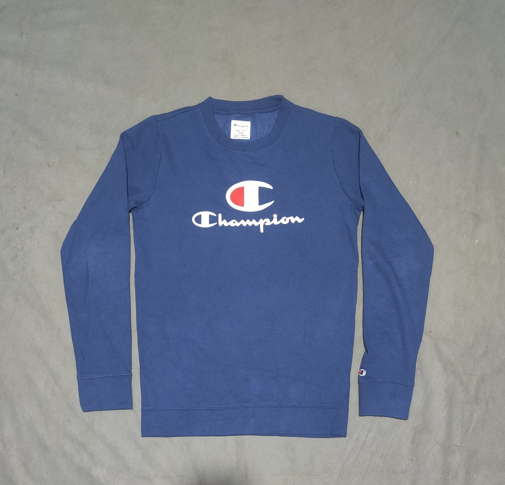 Champion Men Cotton Fleece Blue Sweatshirt S