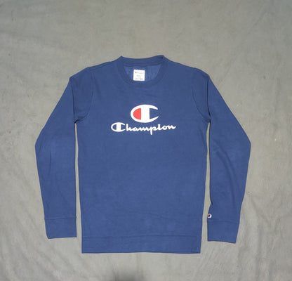 Champion Men Cotton Fleece Blue Sweatshirt S