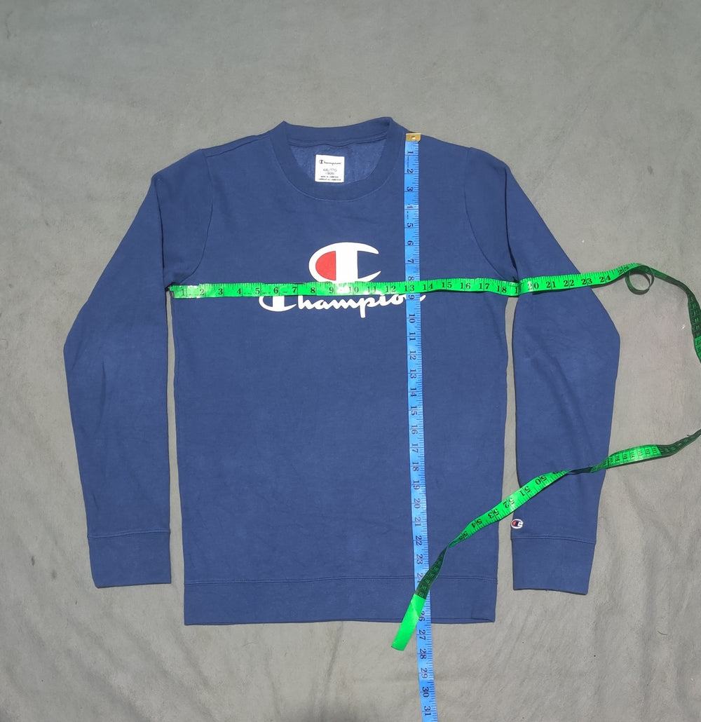 Champion Men Cotton Fleece Blue Sweatshirt S