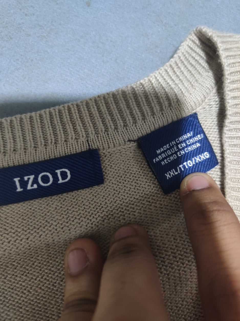 Izod Men Cotton Fleece Cream Sweater 2XL