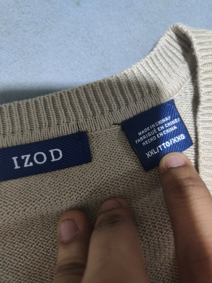 Izod Men Cotton Fleece Cream Sweater 2XL