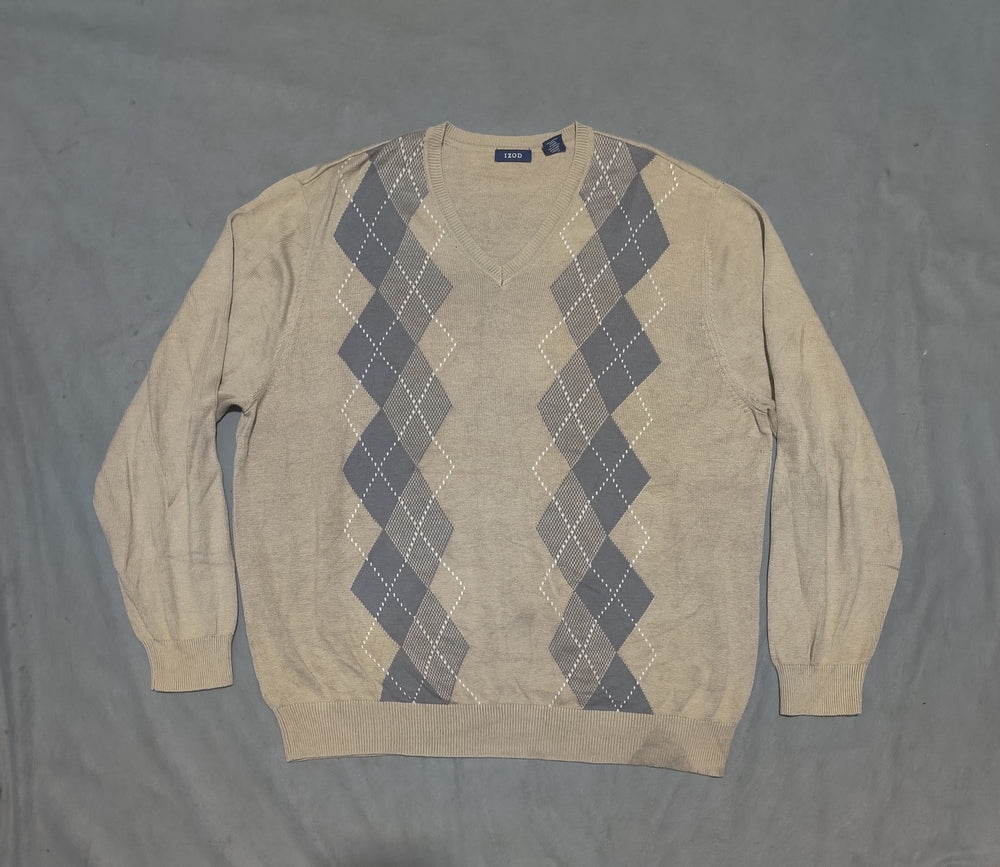 Izod Men Cotton Fleece Cream Sweater 2XL