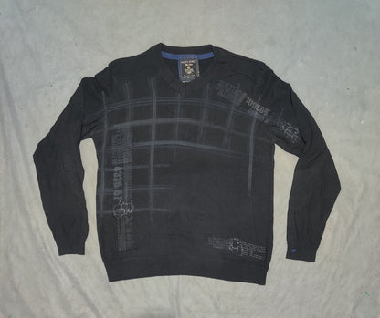 Point Zero Men Cotton Fleece Black Sweater M