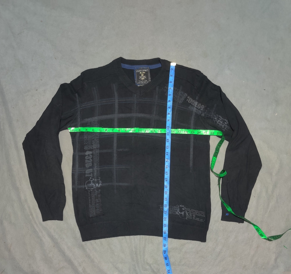 Point Zero Men Cotton Fleece Black Sweater M