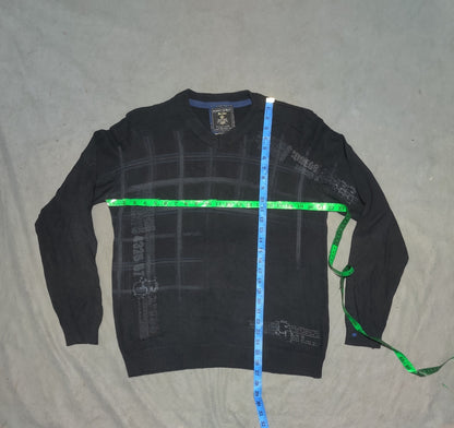 Point Zero Men Cotton Fleece Black Sweater M