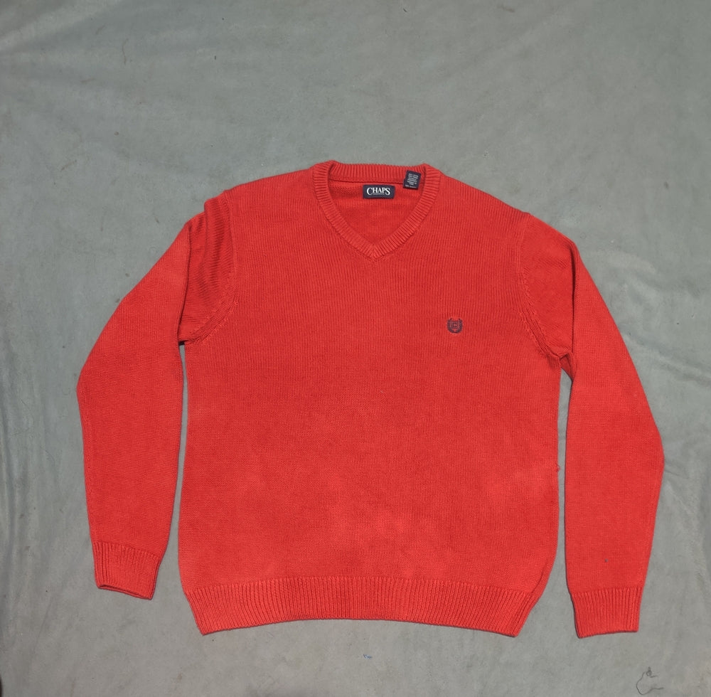 Chaps Men Cotton Fleece Orange Sweater L