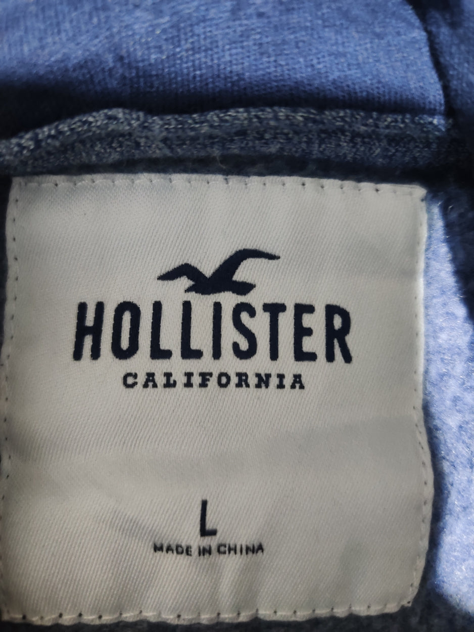 Hollister Men Cotton Fleece Blue Hoodie L