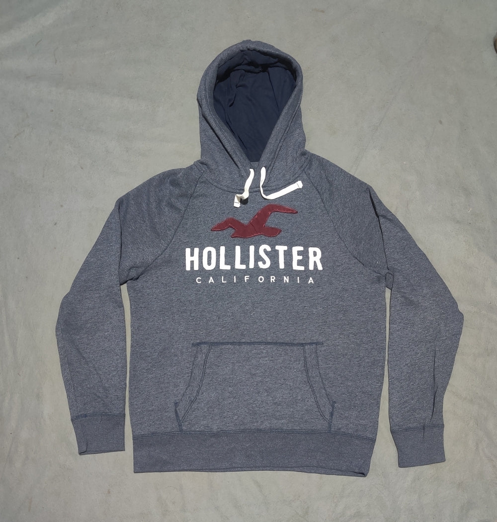 Hollister Men Cotton Fleece Blue Hoodie L