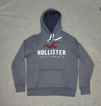 Hollister Men Cotton Fleece Blue Hoodie L