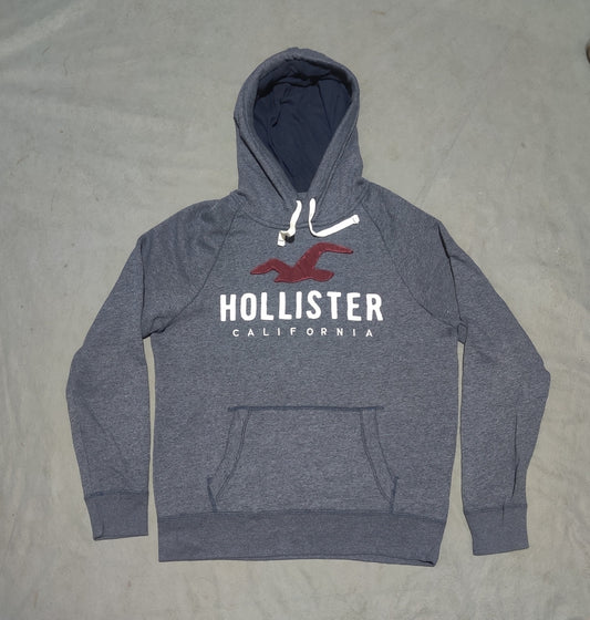 Hollister Men Cotton Fleece Blue Hoodie L