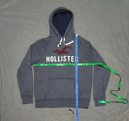 Hollister Men Cotton Fleece Blue Hoodie L